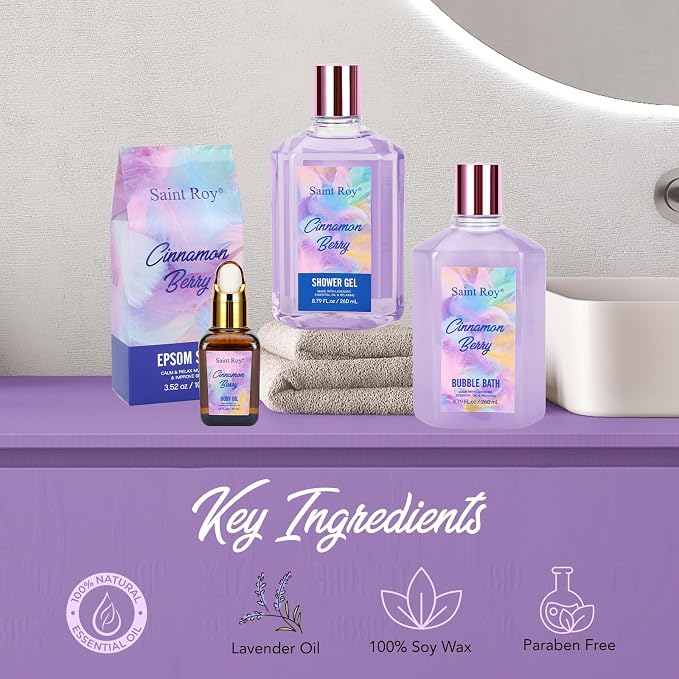 Christmas Spa Gift Set Basket for Women Cinnamon Berry, Gift Baskets, Spa Gifts - Image 7