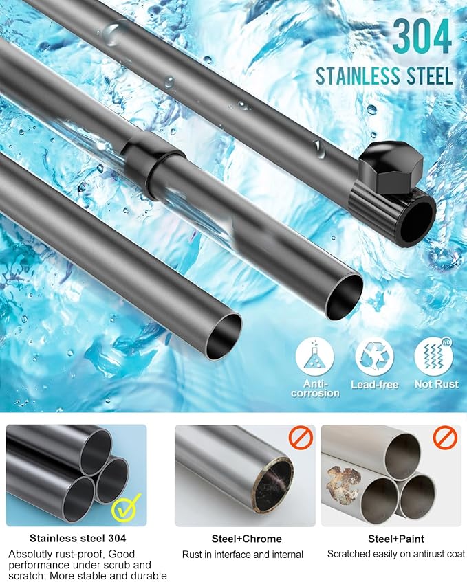 ADOVEL 4 Layer Corner Shower Caddy, Stainless Steel ​Constant Tension Pole - Image 3