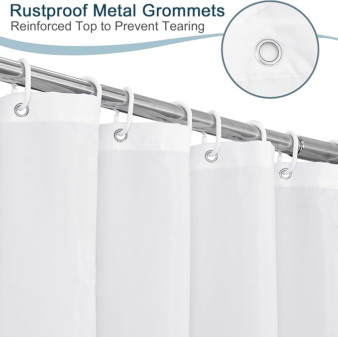 AooHome Extra Long Shower Curtain Liner, Fabric Shower Curtain - Image 6