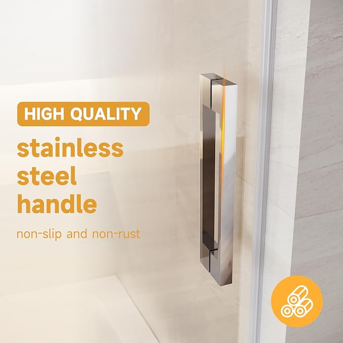 Frameless Sliding Shower Door, Sliver Finish - Image 6