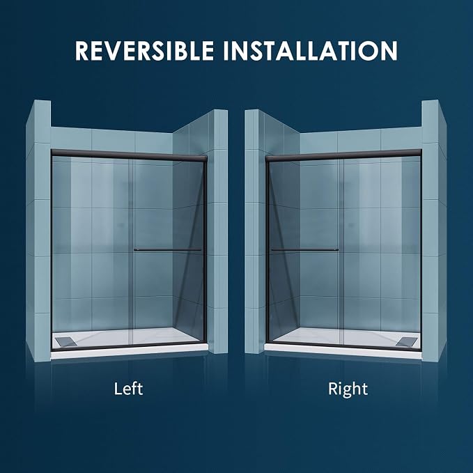 SUNNY SHOWER 58.5-60 in.W x 72 in.H Glass Shower Door, Semi Frameless Double - Image 7