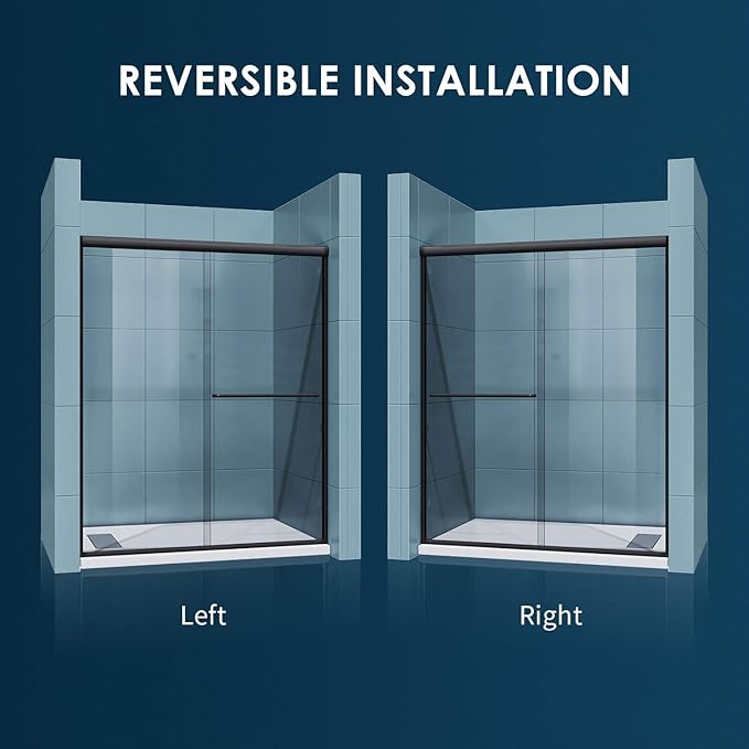 SUNNY SHOWER 54 x 72 Bypass Sliding Shower Door 1/4 Clear Glass Semi-Frameless - Image 2