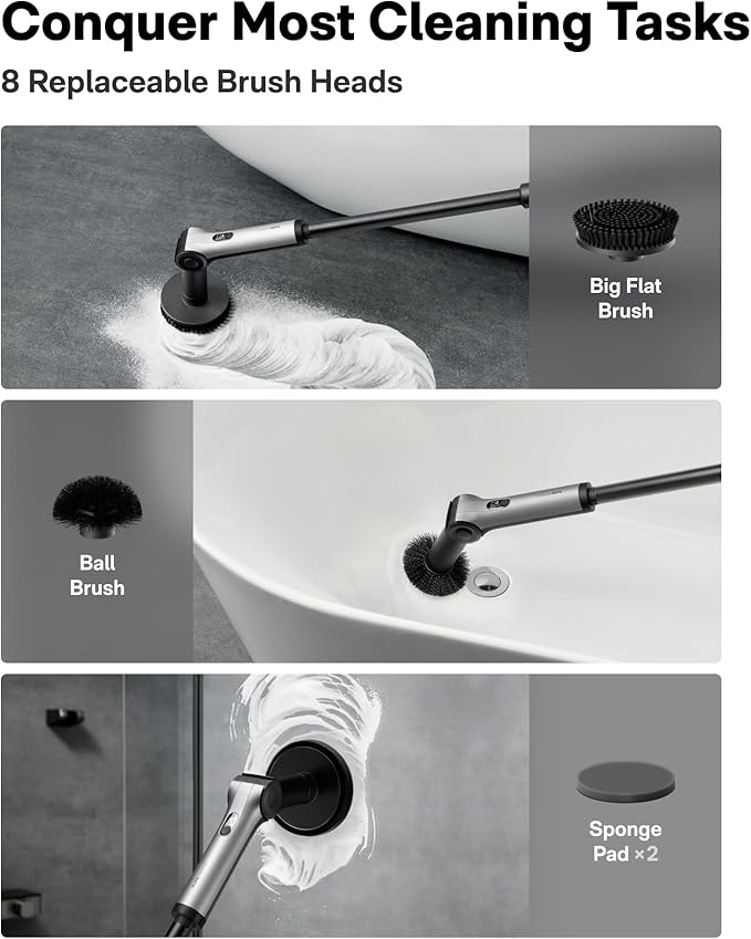HOTO Flexi™ Cordless Electric Spin Scrubber, Adjustable Angle, Extendable Handle - Image 4