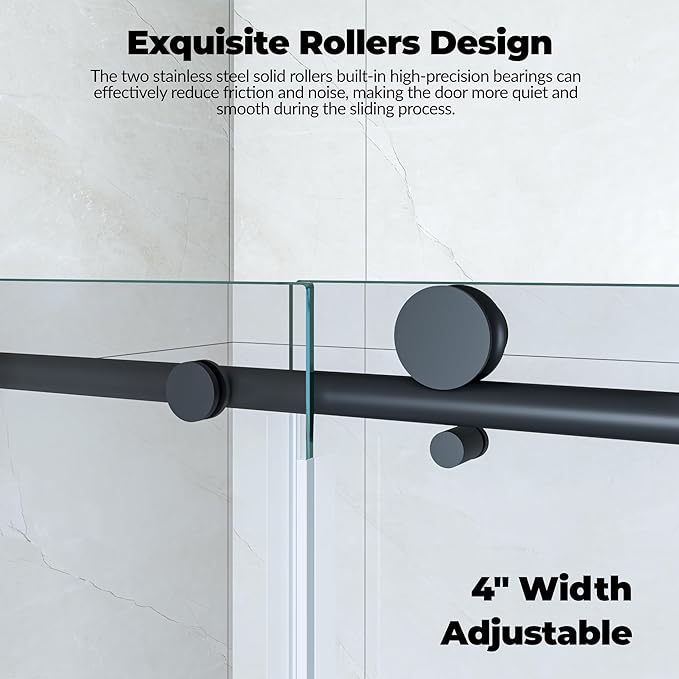 Frameless Sliding Shower Door, 6mm SGCC Tempered Clear Glass - Image 4