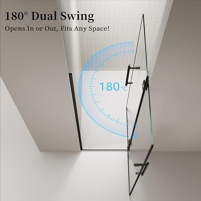 Frameless Hinged Shower Door, Single Swing Shower Panel - Image 2