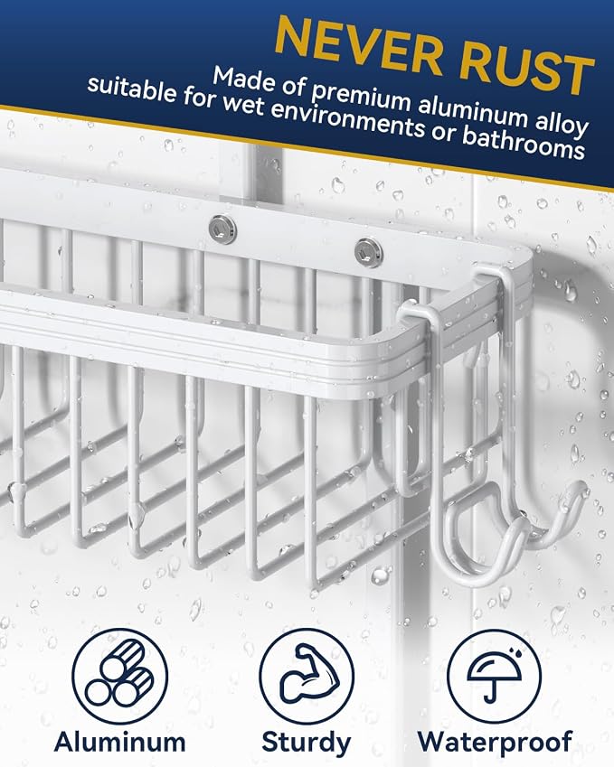 YASONIC Shower Caddy Hanging, Never Rust Shower Organizer Hanging, Aluminum - Image 4