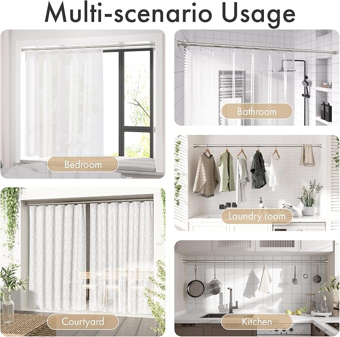 Amazer Spring Tension Shower Curtain Rod, 42-72 Inches Rust-Resistance Tension - Image 6