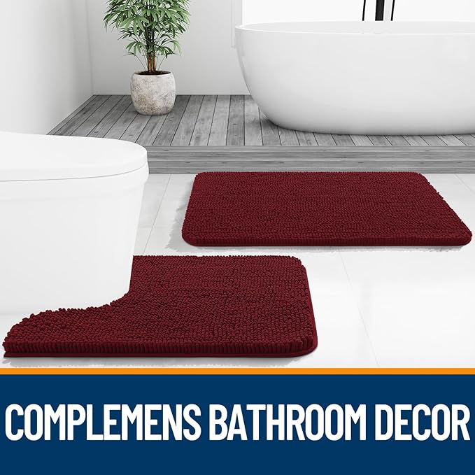 OLANLY Bathroom Rugs 44x24, Extra Soft Absorbent Chenille Bath Rugs, Rubber - Image 7