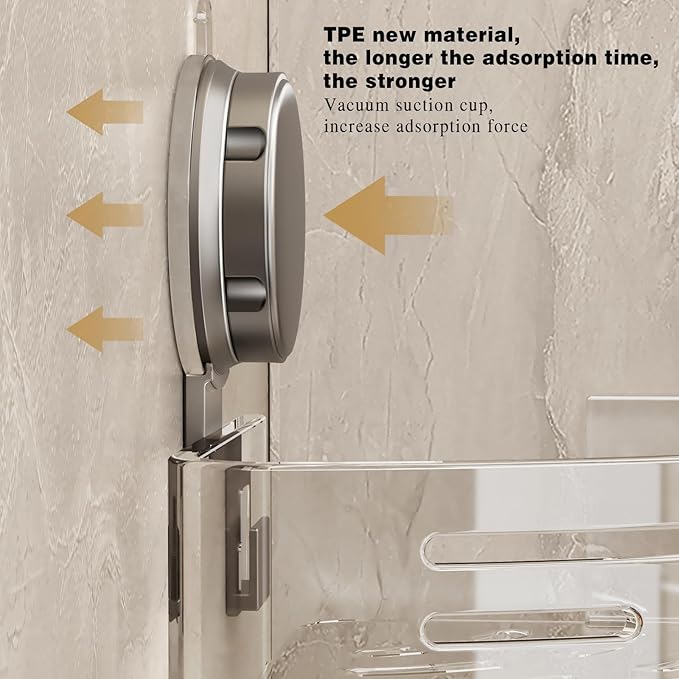 VOLPONE Shower Caddy Corner Suction Cup Shelf Corner No Drilling Bathroom - Image 5