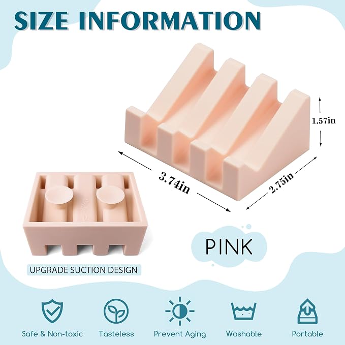 Silicone Soap Dish with Drain, Upgrade Double Suction Cups at The Bottom - Image 2