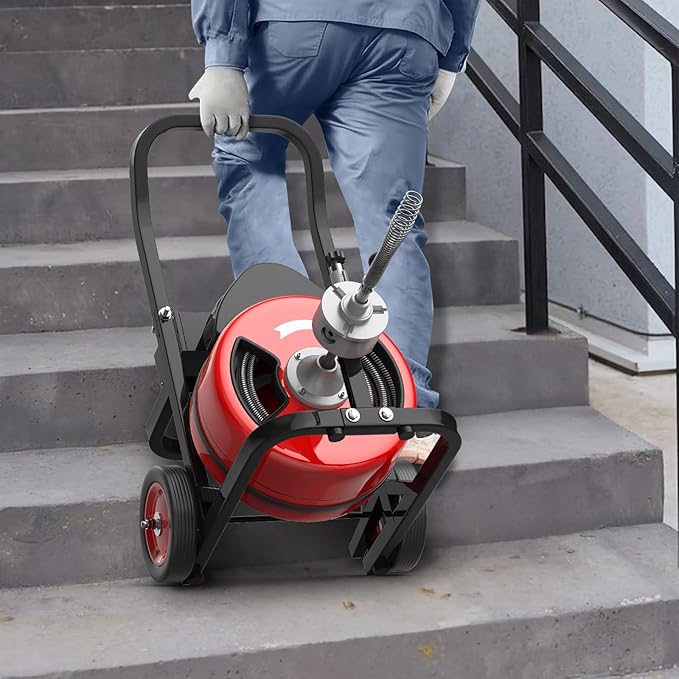 100Ft 3/4 Inch Cable Drain Cleaning Machine, 450W Auto Feed Portable Electric - Image 7