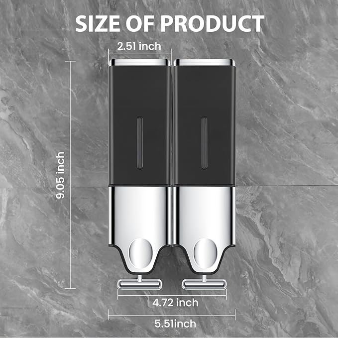 2-in-1 Quadrate Dispensers for The Shower, Shower soap Dispenser, Conditioner - Image 3