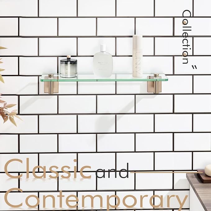 KOKOSIRI Wall Shelves Bathroom Hardware Glass Floating Shelf 20-Inch - Image 12