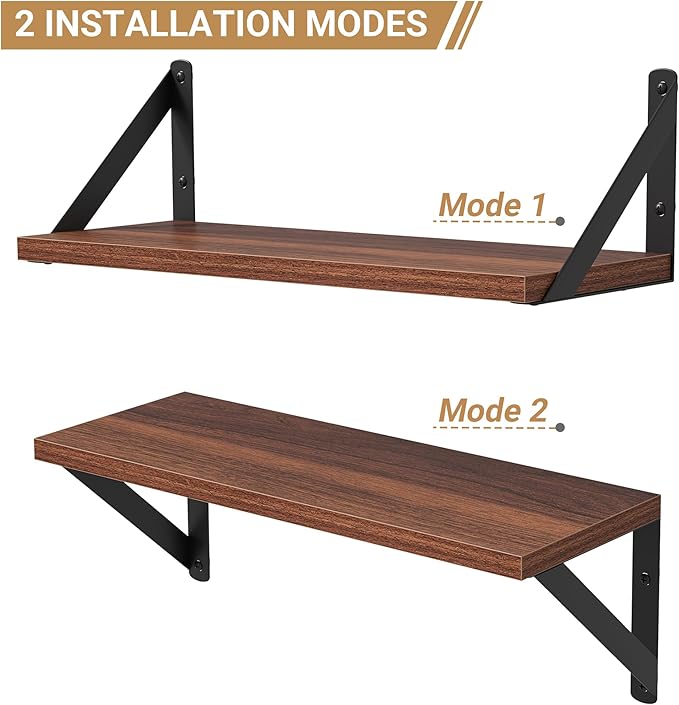 Heimlove Floating Shelves for Wall, 16 Inch Long Wood Floating Shelves Set of 3 - Image 5