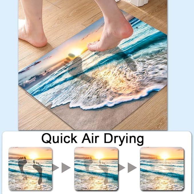 Bath Mat Rug, Sunset on Island Beach Non Slip Quick Dry Super Absorbent Thin - Image 4
