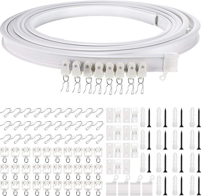 Jetec Curtain Tracks Ceiling Flexible Curtain Track Bendable Rail Curved Wall by Jetec