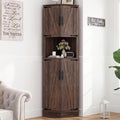 68" Tall Farmhouse Corner Cabinet, Dining Room Storage Cabinet by Hlivelood