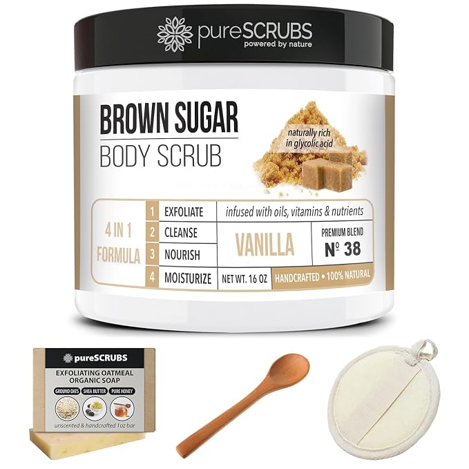 pureSCRUBS Premium Vanilla Brown Sugar Scrub | Face, Feet & Full Body Scrub | - Image 7