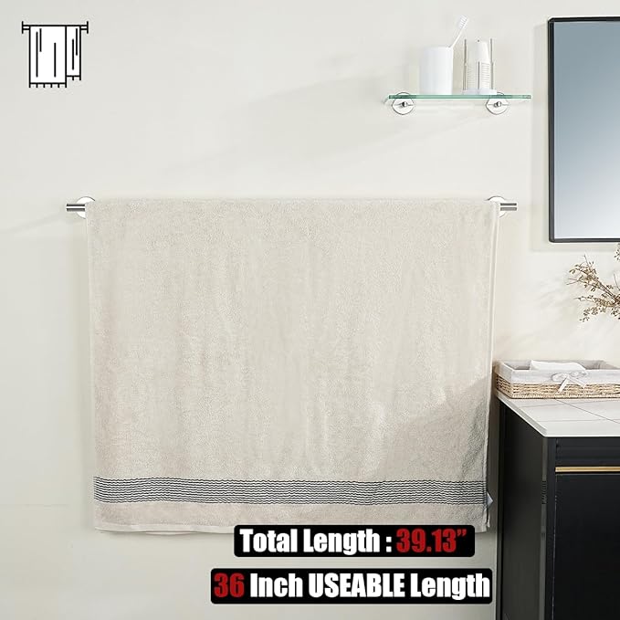 JQK Bath Towel Bar, 39 Inch 304 Stainless Steel Thicken 1mm Single Towel Rack - Image 3