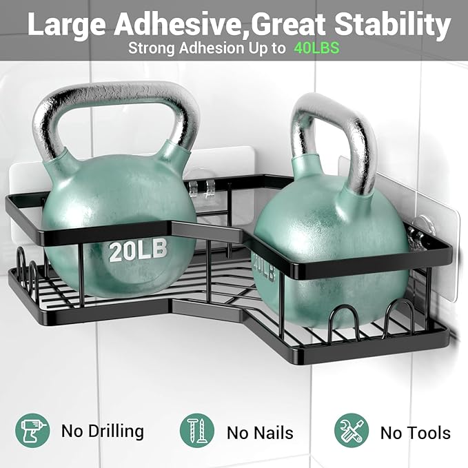 Corner Shower Caddy Bathroom Organizer: Stainless Steel Adhesive Shower Rack - Image 4