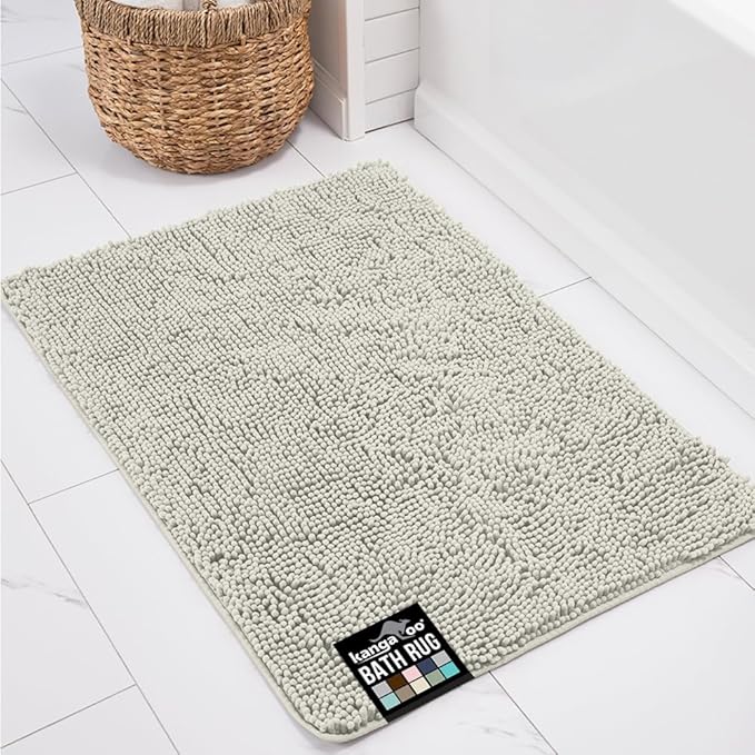KANGAROO Bathroom Rugs, Chenille Soft Absorbent Bath Rug, Shaggy Shower Mat by Kangaroo