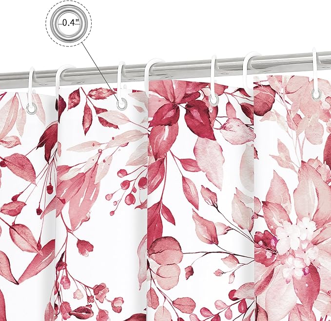 Gibelle Extra Long Shower Curtain 72 x 84, Tall Pink Floral Shower Curtain - Image 5
