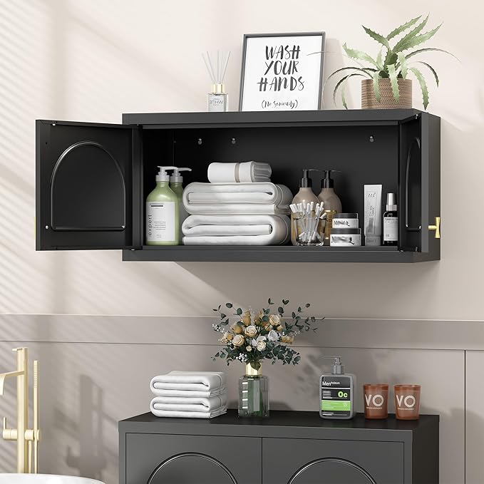 Wall Upper Storage Cabinet, Metal Bathroom Wall Mounted Cabinet, 15 Inch - Image 2