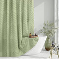 Green Boho Woven Fabric Tufted Chervon Textured Modern Minimalist Neutral by TURKIO