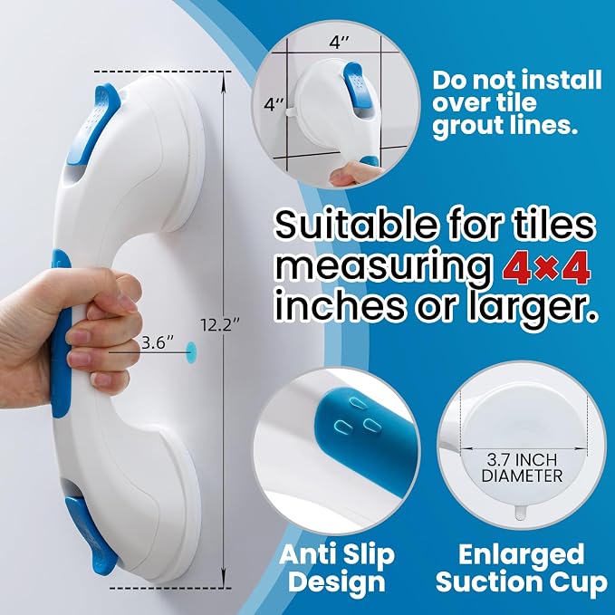 TAILI Shower Grab Bar Glow in The Dark, 2 Pack 12.2 in Grab Bars - Image 4