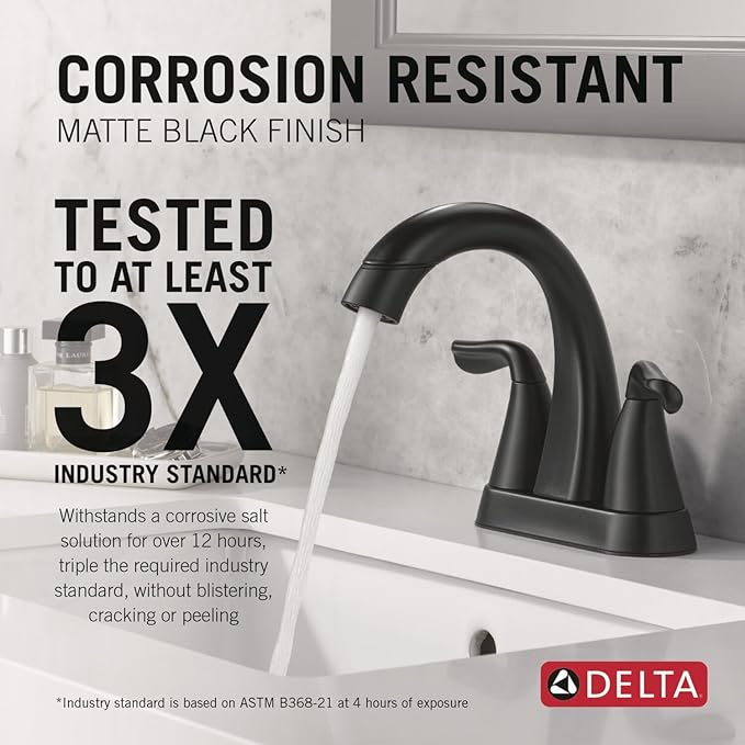 Delta Arvo Pull-Down Centerset Bathroom Faucet, Matte Black Bathroom Sink Faucet - Image 4