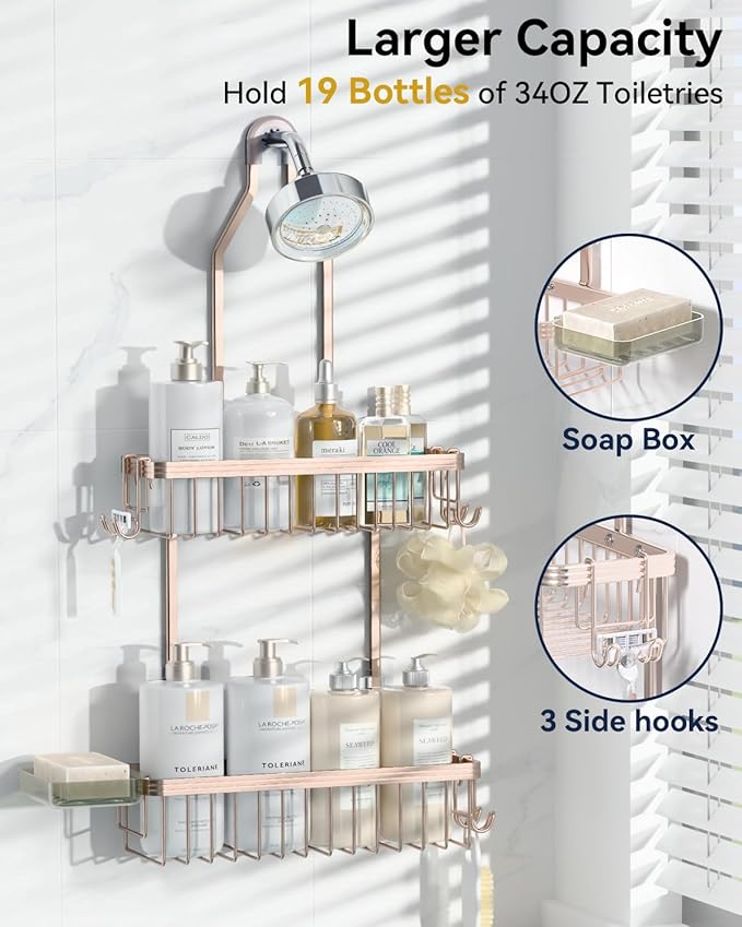 YASONIC Shower Caddy Hanging, Never Rust Shower Organizer Hanging, Aluminum - Image 3