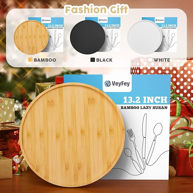 Lazy Susan Organizer, 13.2 Inch Non-Skid Bamboo Lazy Susan - Image 5