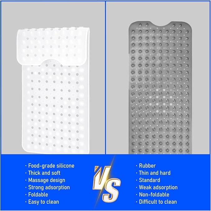 Silicone Bath Tub Mat Non Slip, Upgraded Bathtub and Shower Mats, Machine - Image 6