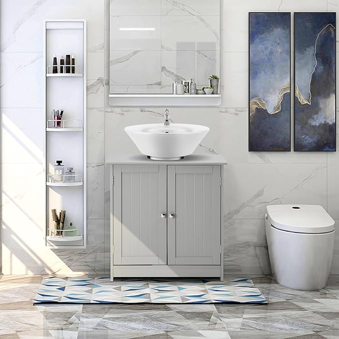 Bonnlo Pedestal Under Sink Storage Bathroom Vanity - Image 2