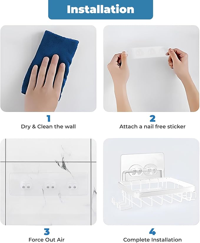Fab Glass and Mirror Shower Caddy Pack of 5, Wall Mounted Bathroom Caddy - Image 5