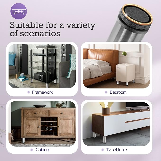 7 Inch Metal Furniture Legs Stainless Steel Adjustable Legs Silver Metal Legs - Image 7