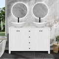 48" White Bathroom Vanity with Marble Texture Top and 4 Drawers, Modern by Solidee