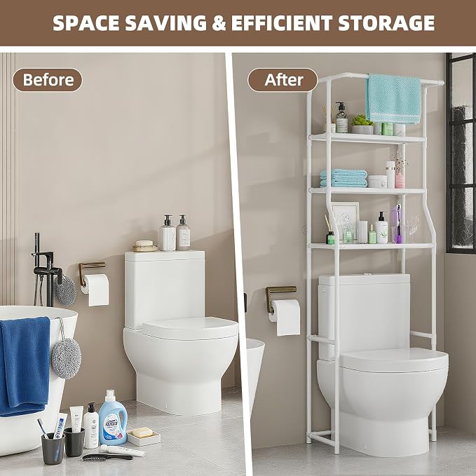 Over The Toilet Storage Shelf, 3-Tier Freestanding Bathroom Organizer - Image 6