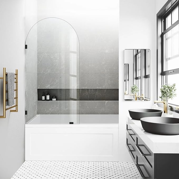 34" W X 58.25" H Tub Shower Door, Frameless Bathtub Glass Shower Door - Image 6