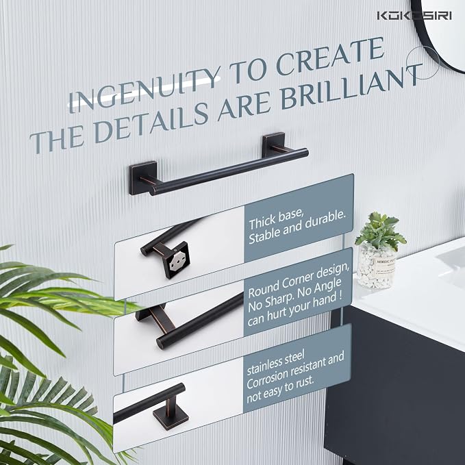KOKOSIRI Bathroom Towel Bar Bath Towel Holders - Image 4