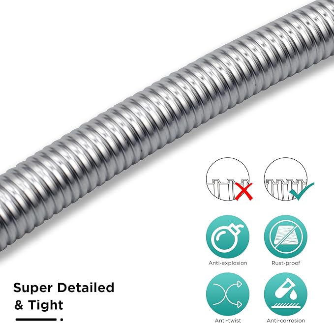 98-Inch Encrypted shower hose G1/2 Universal Shower Pipe Handheld Shower Head - Image 4