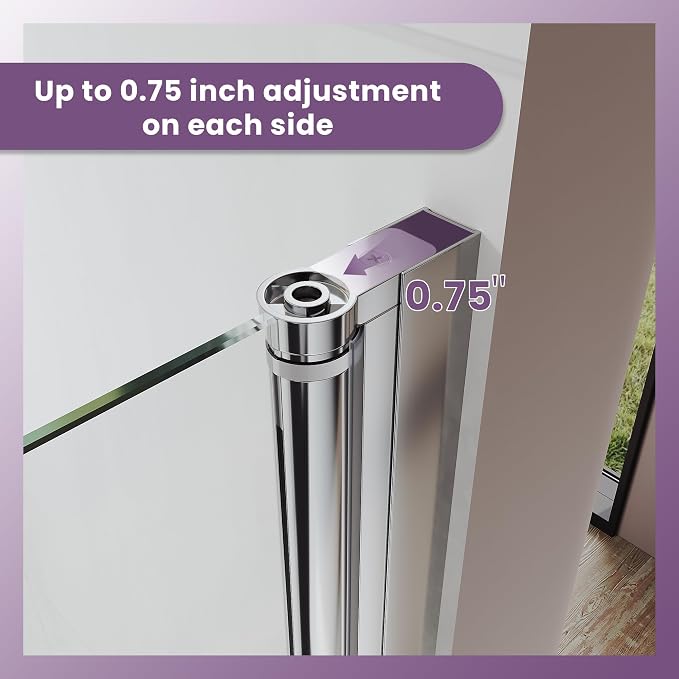 Glass Shower Door 31.5-33" W x 72" H, Semi-Frameless Pivot Shower Door - Image 5