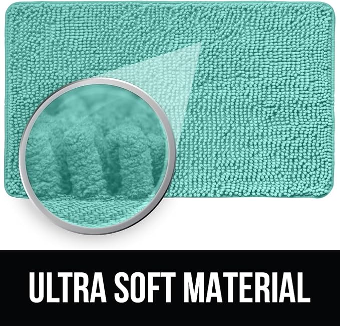 KANGAROO Bathroom Rugs, Chenille Soft Absorbent Bath Rug, Shaggy Shower Mat - Image 4