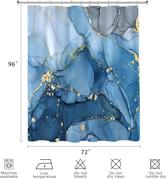 Extra Long Shower Curtain 72 x 96 Inch, Modern Luxury Art Ink Fabric Shower - Image 6