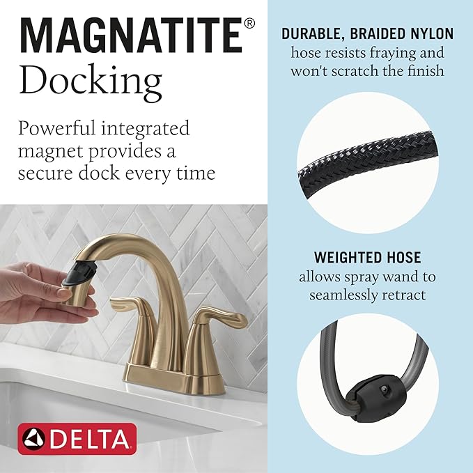 Delta Arvo Pull-Down Centerset Gold Bathroom Sink Faucet, - Image 3