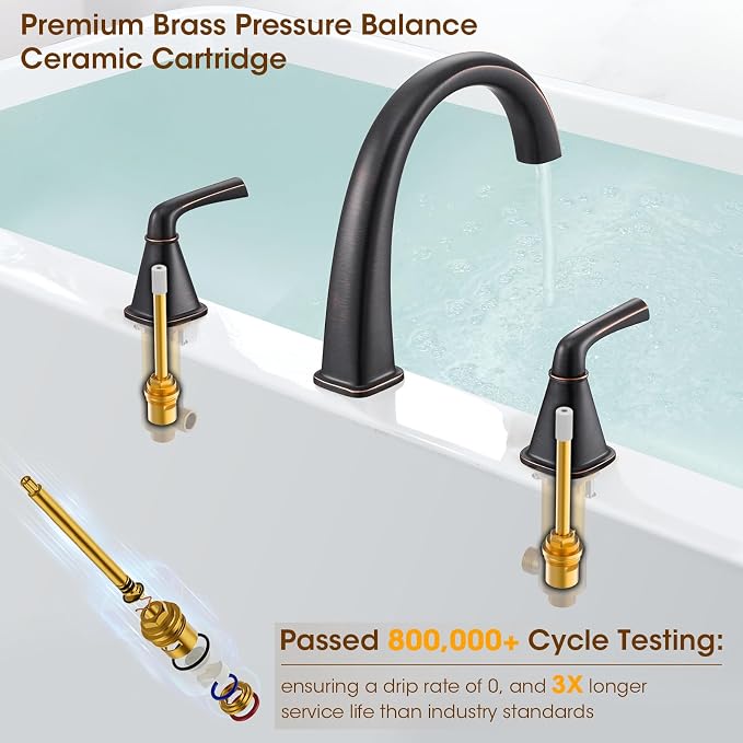 Oil-Rubbed Bronze Roman Tub Faucet, Solid Brass Bathtub Faucet Set - Image 7