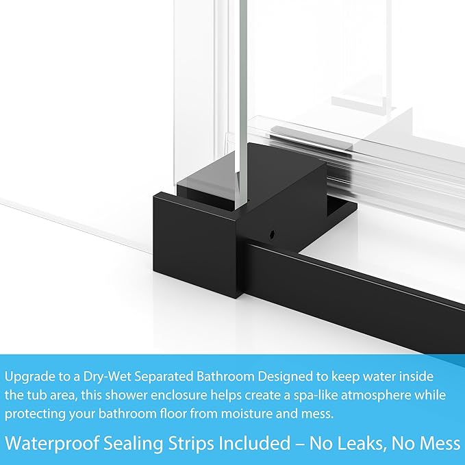 Frameless Sliding Shower Door, 6mm SGCC Tempered Clear Glass - Image 5
