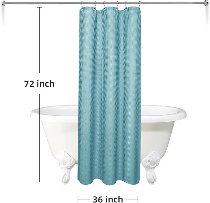 LaCyan 3 in 1 Waterproof Waffle Weave Shower Curtain and Clear Liner Set - Image 6