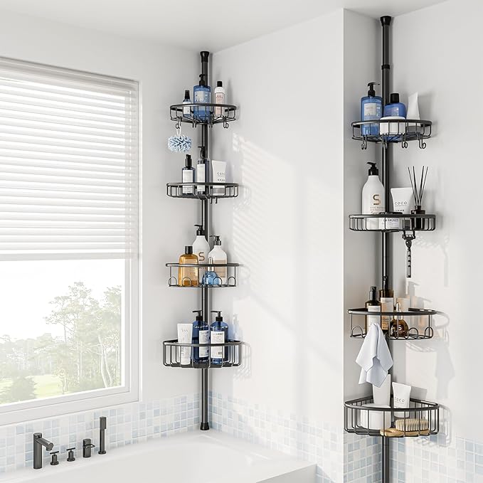 Corner Shower Caddy Tension Pole: Stainless Steel Rustproof 4-Tier Shower - Image 7