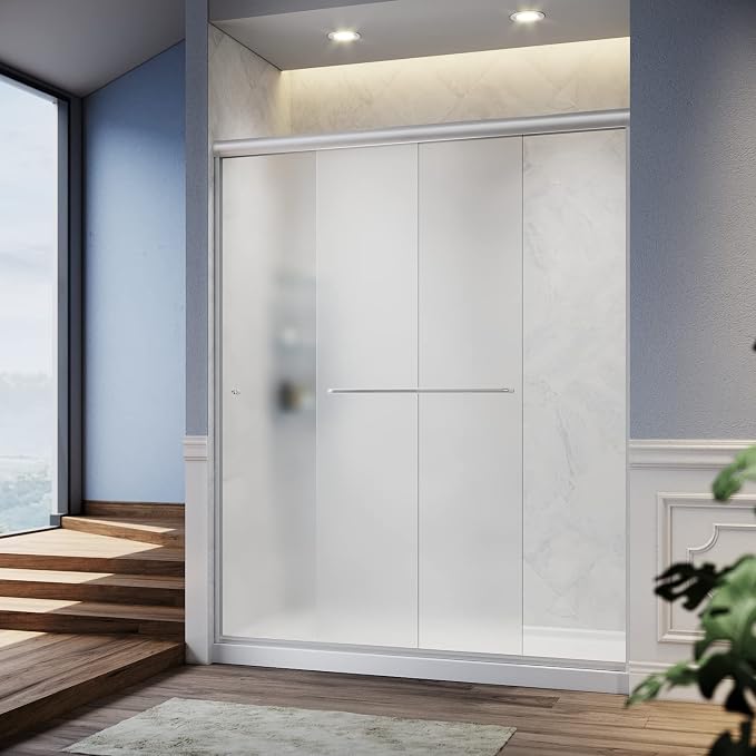 SUNNY SHOWER 60 in W x 72 in. H Semi-Frameless Shower Door 2 Sliding Door - Image 9